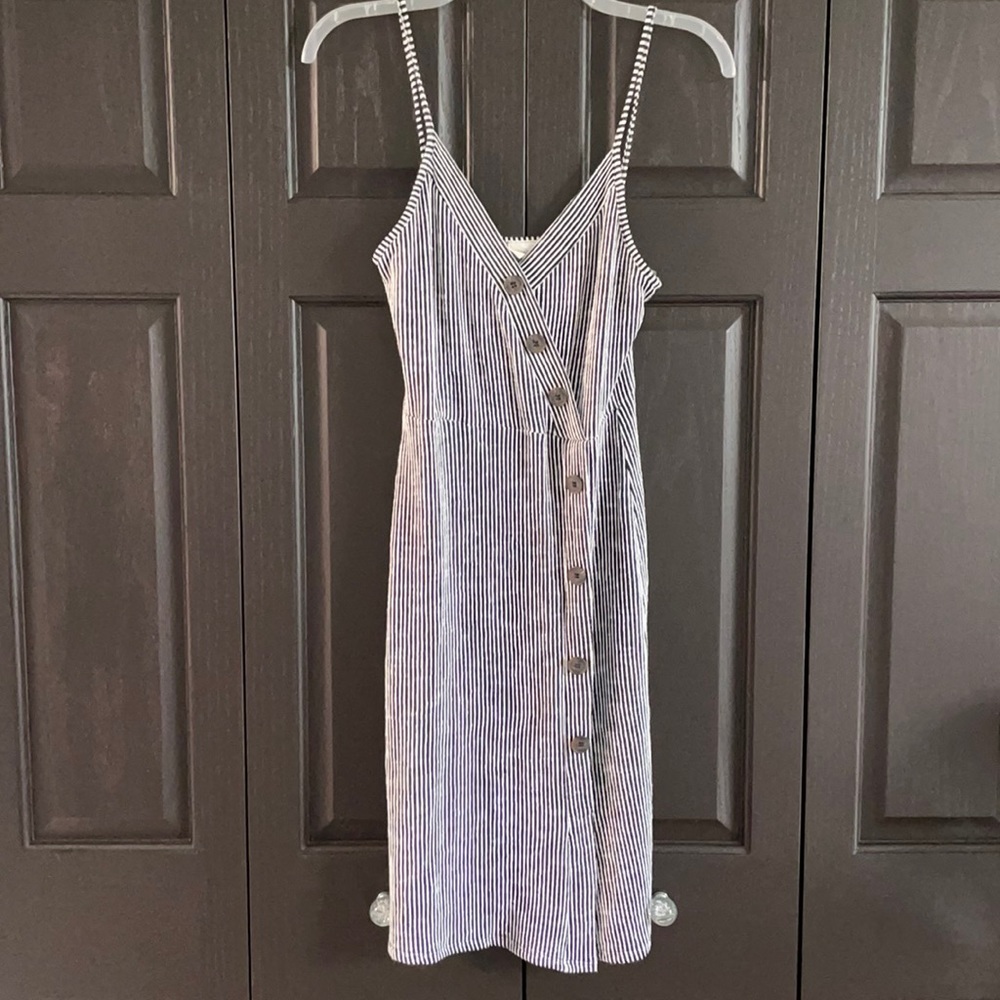 Black and white striped sun dress